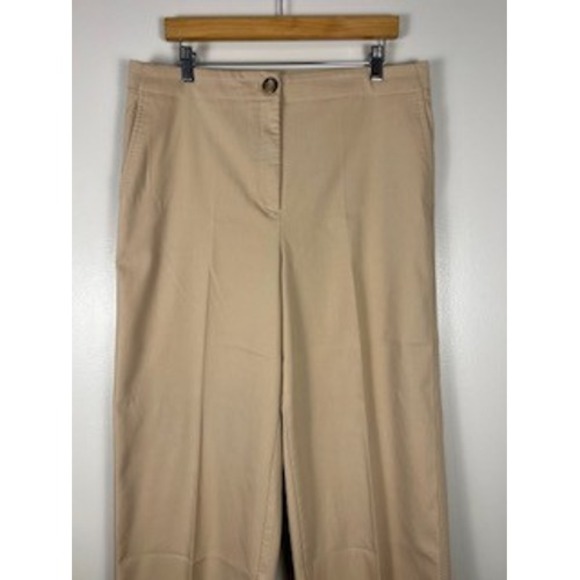 Ann Taylor Women Tan Cropped Wide Leg Pants Size 14 Cotton Blend - Picture 14 of 14